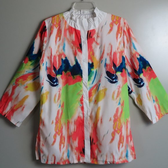 MISSLOOK Tops - NWOT MISSLOOK Citrus Colored Printed Blouse